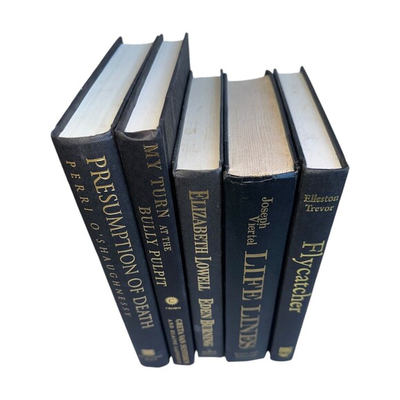 Black and Gold Decorative Books | Set of 5 Hardcover | Home Staging Prop Rental - Picture 12 of 12